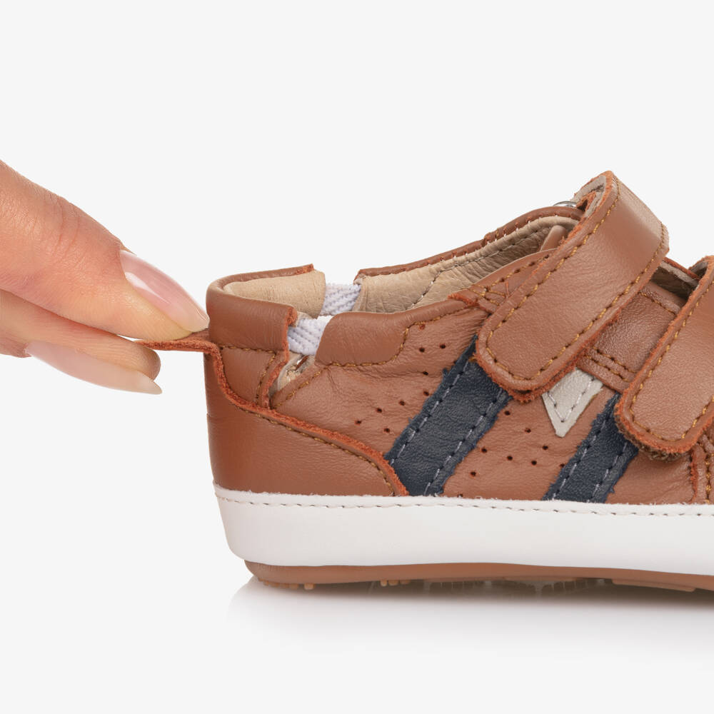 Old Soles-Boys Brown Leather Stripe Trainers | Childrensalon Outlet