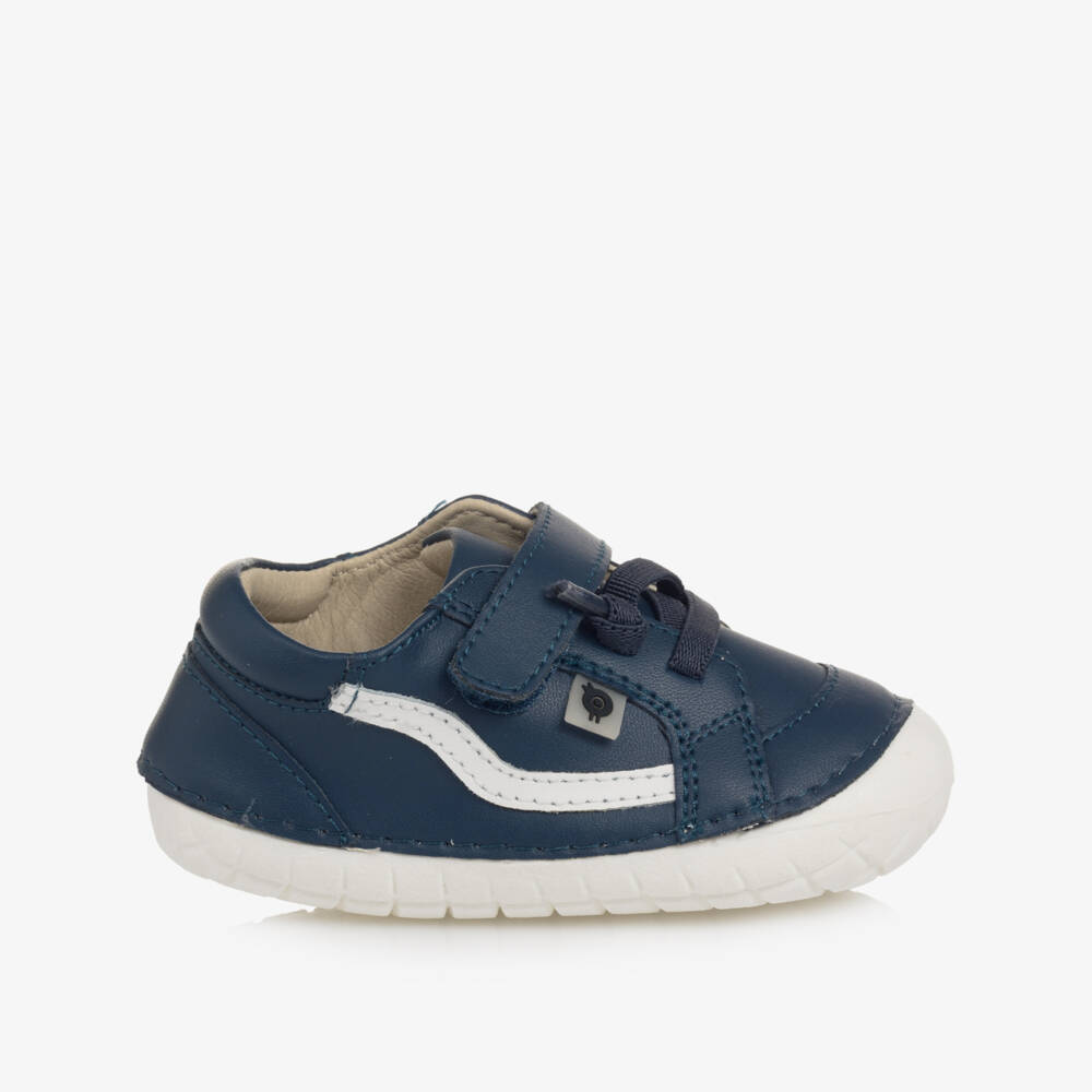 Old Soles-Boys Classic Blue Leather Pre-Walkers | Childrensalon Outlet