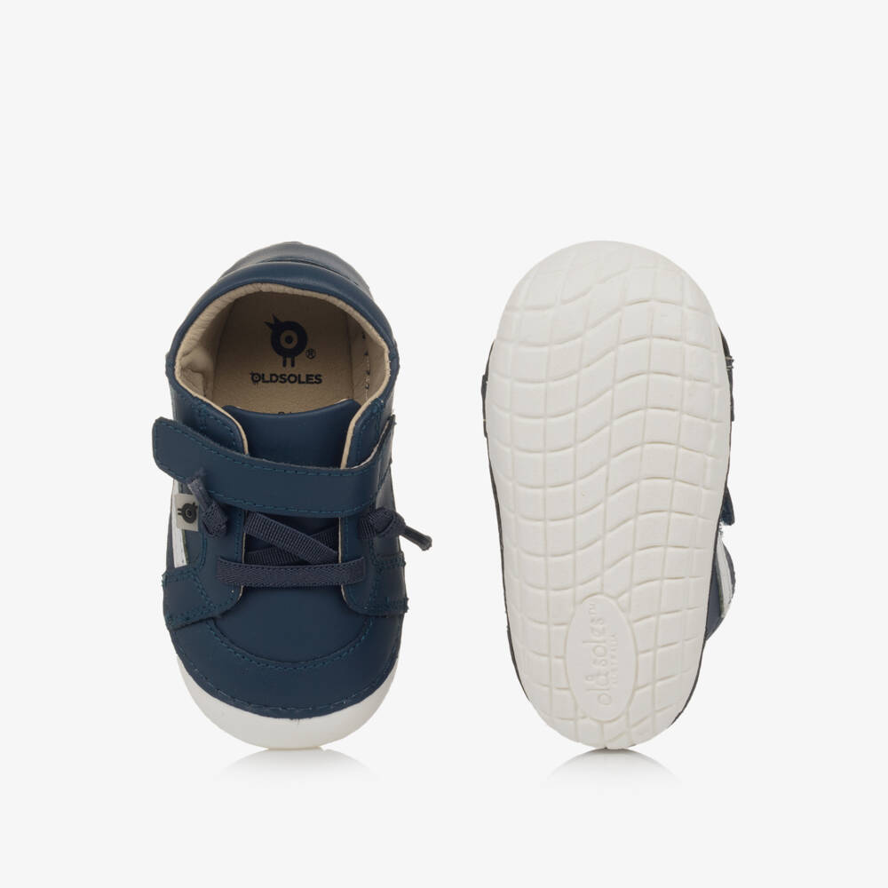Old Soles-Boys Classic Blue Leather Pre-Walkers | Childrensalon Outlet