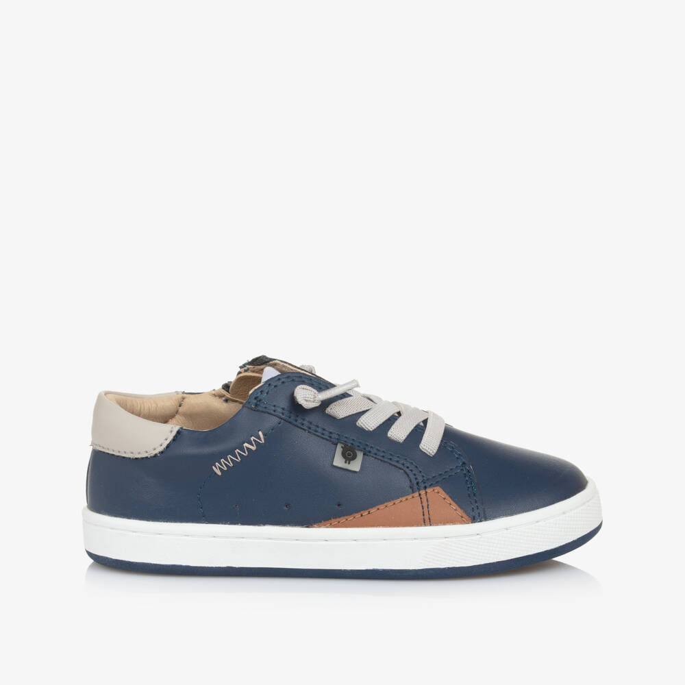 Old Soles-Boys Classic Blue Leather Sneakers | Childrensalon Outlet