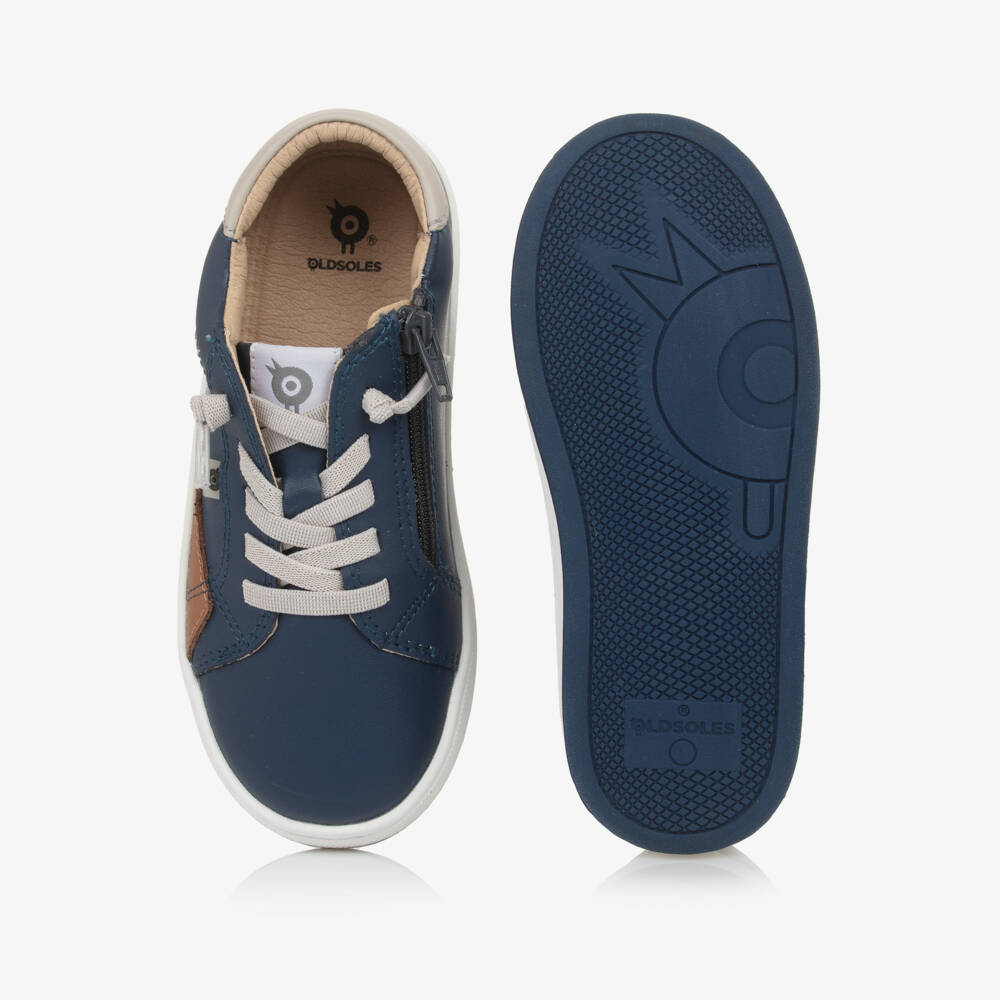 Old Soles-Boys Classic Blue Leather Sneakers | Childrensalon Outlet