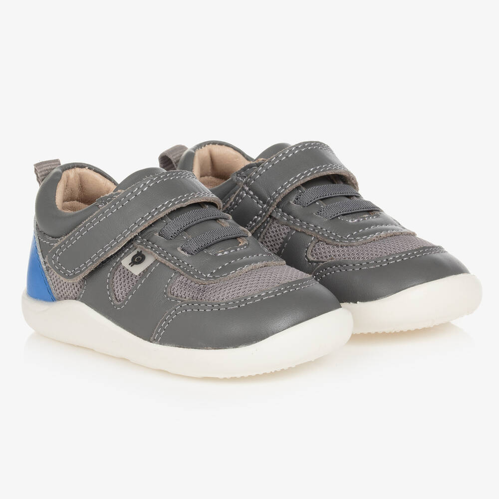 Old Soles - Boys Grey Leather First Walker Shoes | Childrensalon