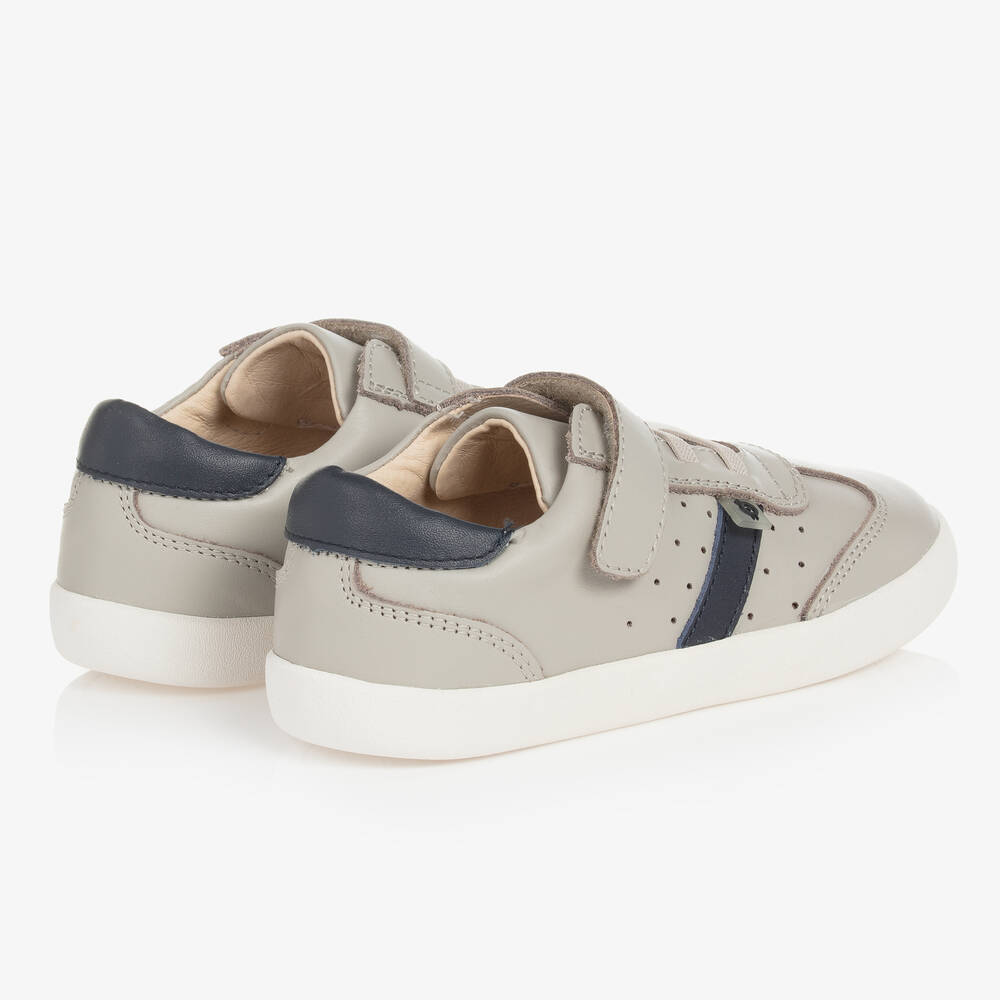Old Soles Boys Grey Navy Blue Leather Trainers Childrensalon