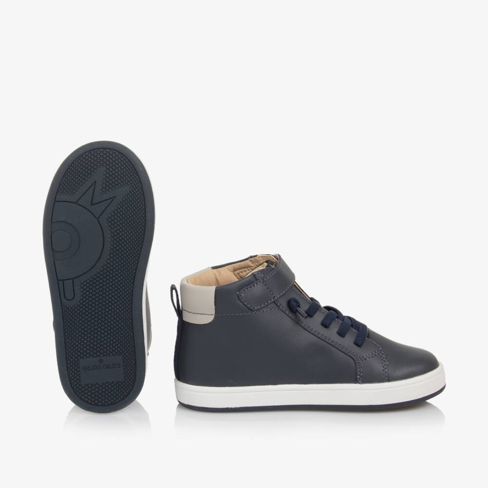 أولد سولز-حذاء رياضي بكاحل عالي جلد لون كحلي للأولاد | Childrensalon Outlet