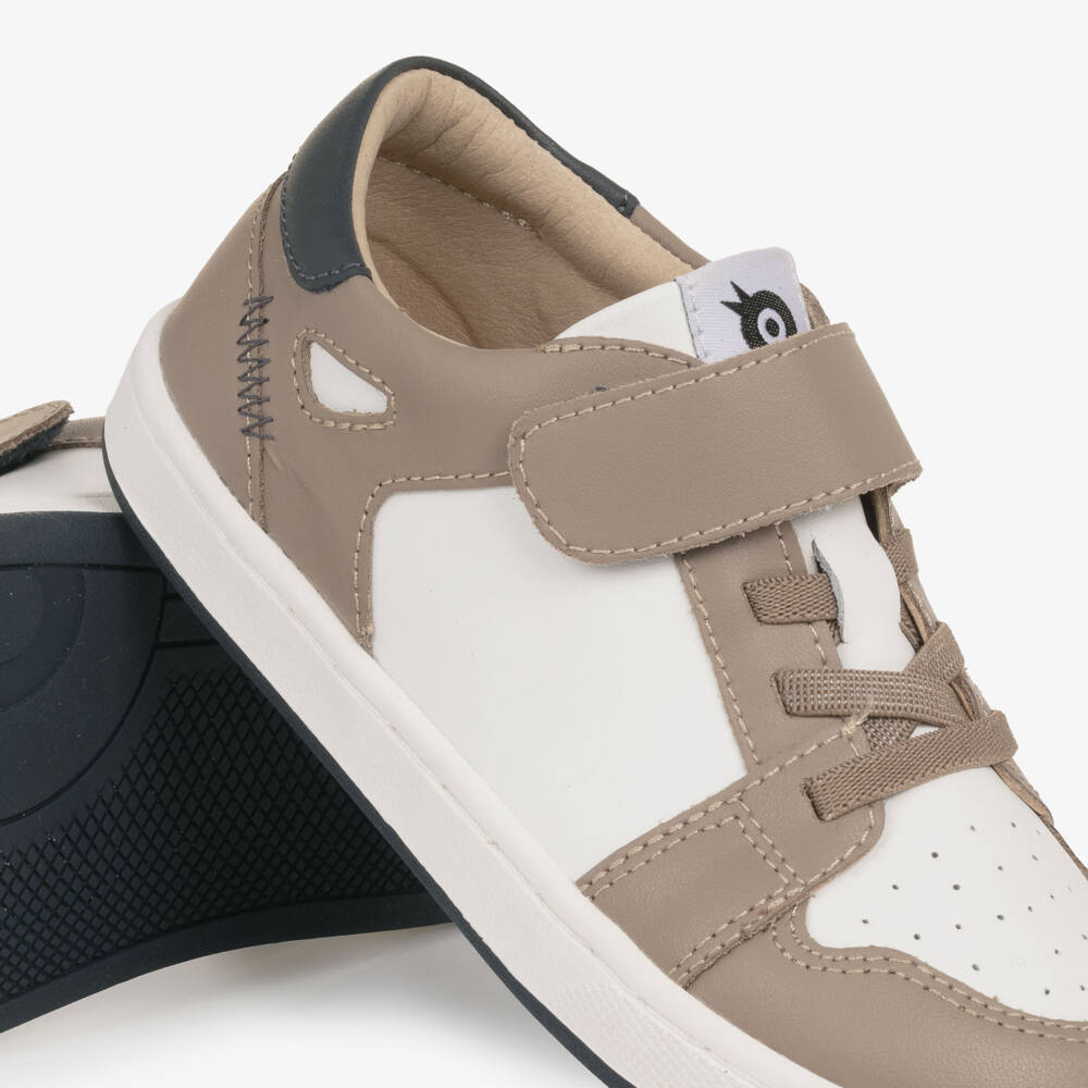 Old Soles-Boys Light Brown & White Leather Trainers | Childrensalon Outlet