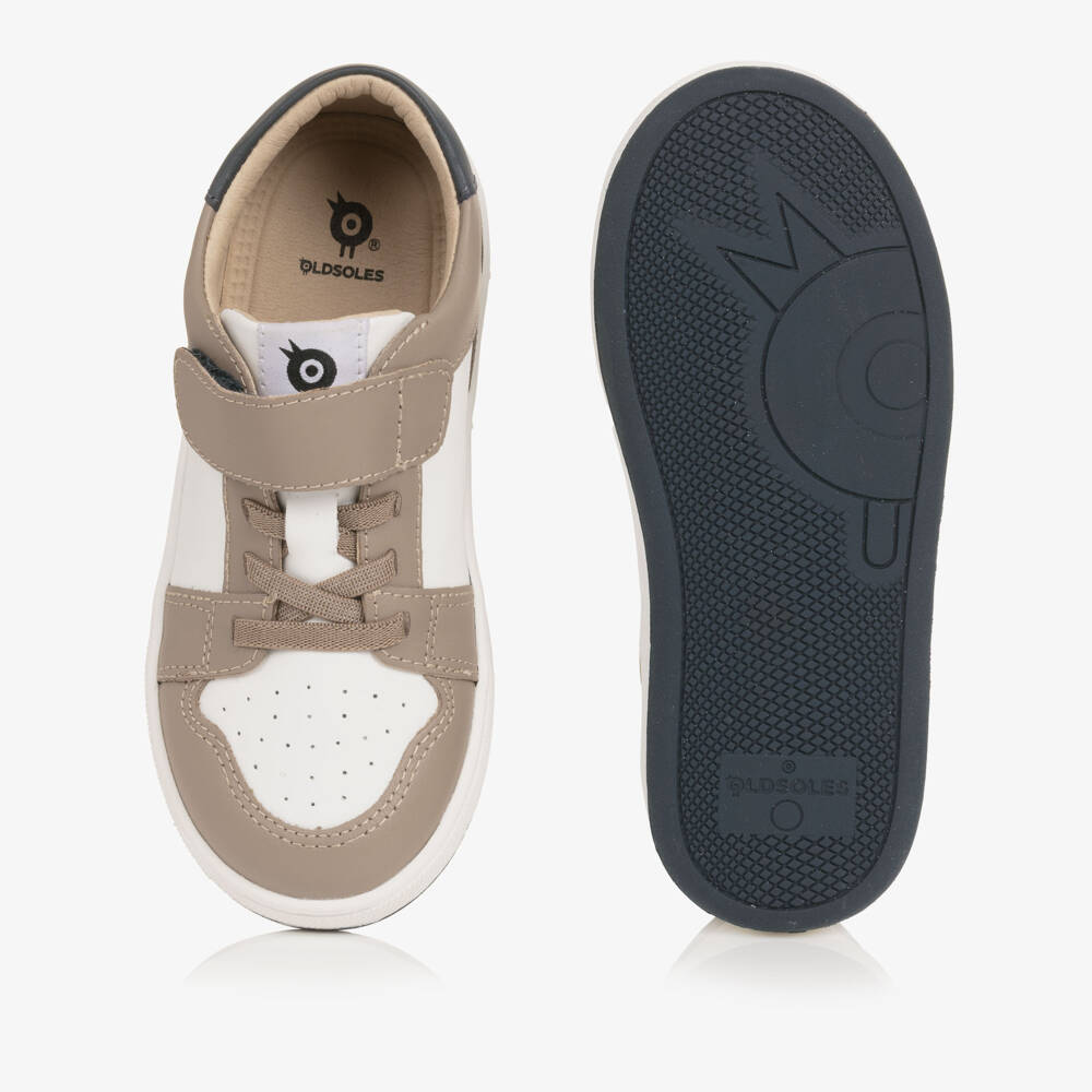 Old Soles-Boys Light Brown & White Leather Trainers | Childrensalon Outlet