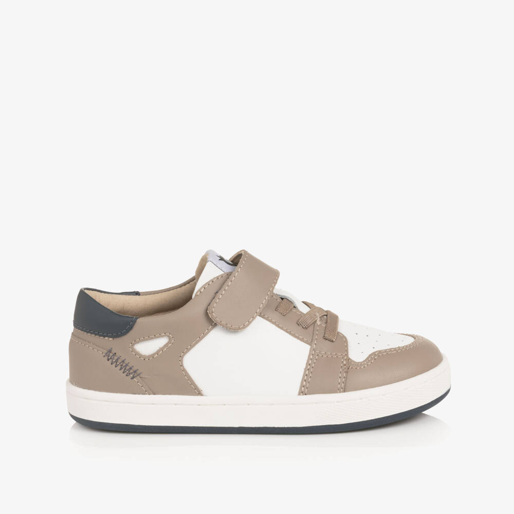 Old Soles-Boys Light Brown & White Leather Trainers | Childrensalon Outlet
