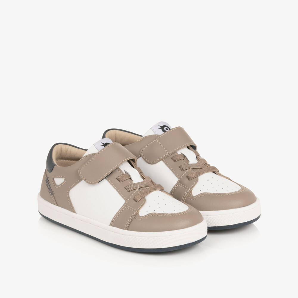 Old Soles-Boys Light Brown & White Leather Trainers | Childrensalon Outlet