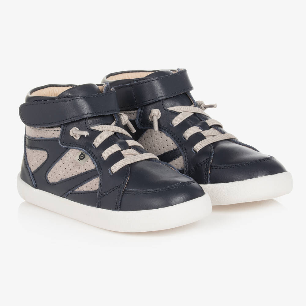 Old Soles - Boys Navy Blue & Grey High-Top Trainers | Childrensalon