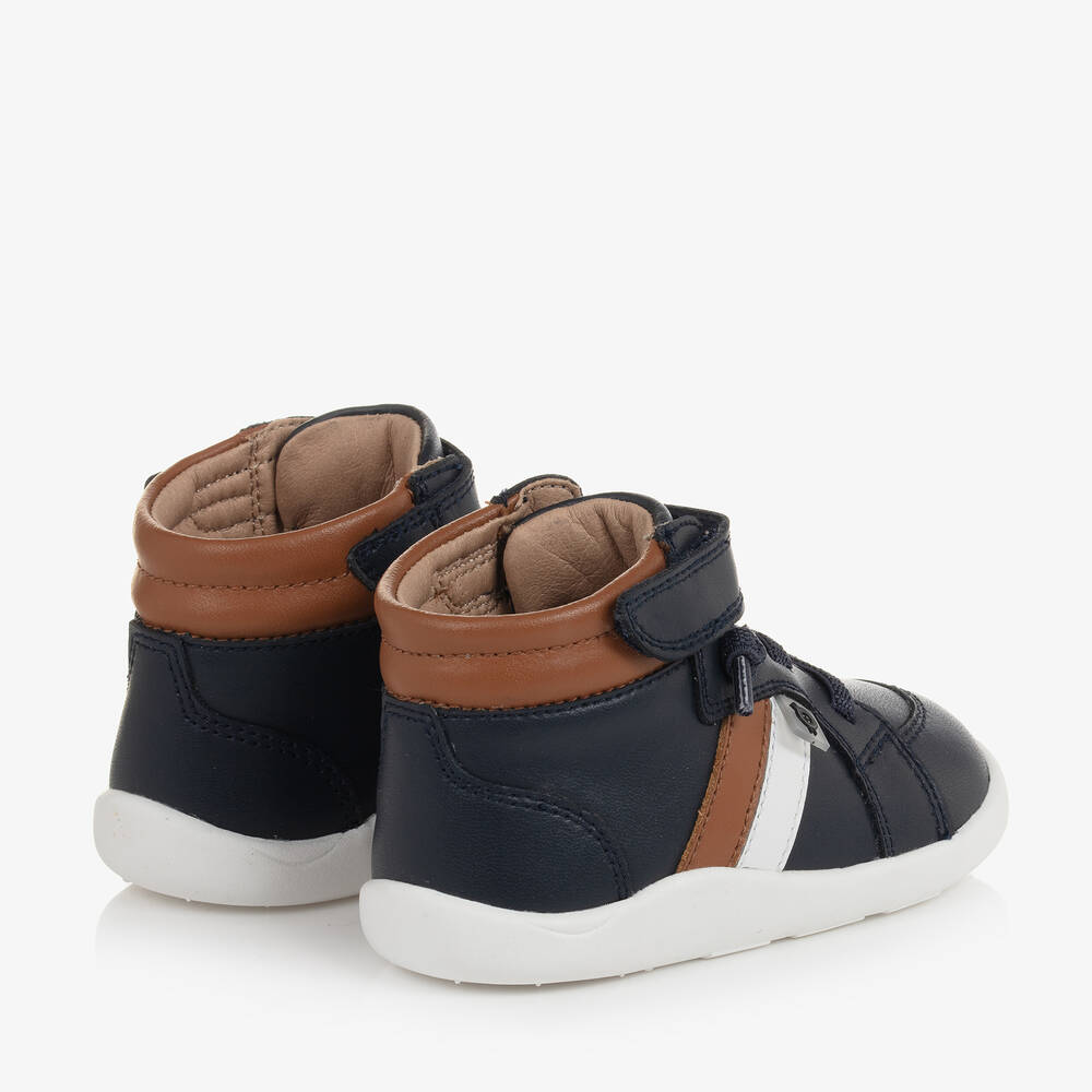 Old Soles-Boys Navy Blue Leather High-Top Trainers | Childrensalon Outlet