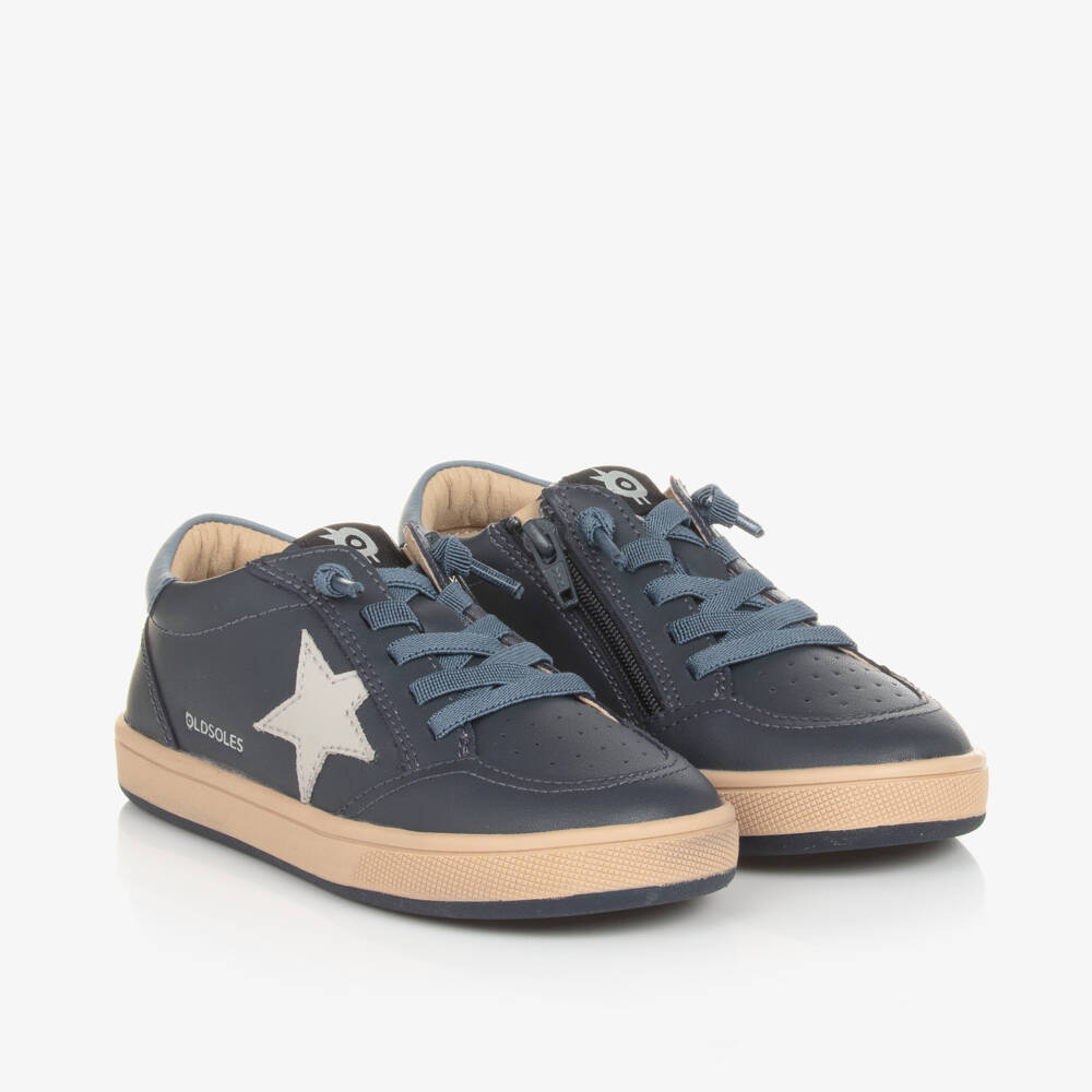 Old Soles-Boys Navy Leather Star Sneakers | Childrensalon Outlet