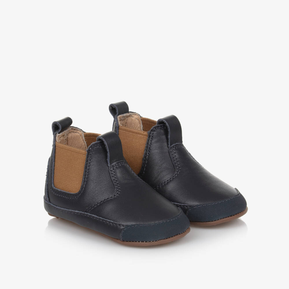 Old Soles-Boys Navy Leather Walker Boots | Childrensalon Outlet