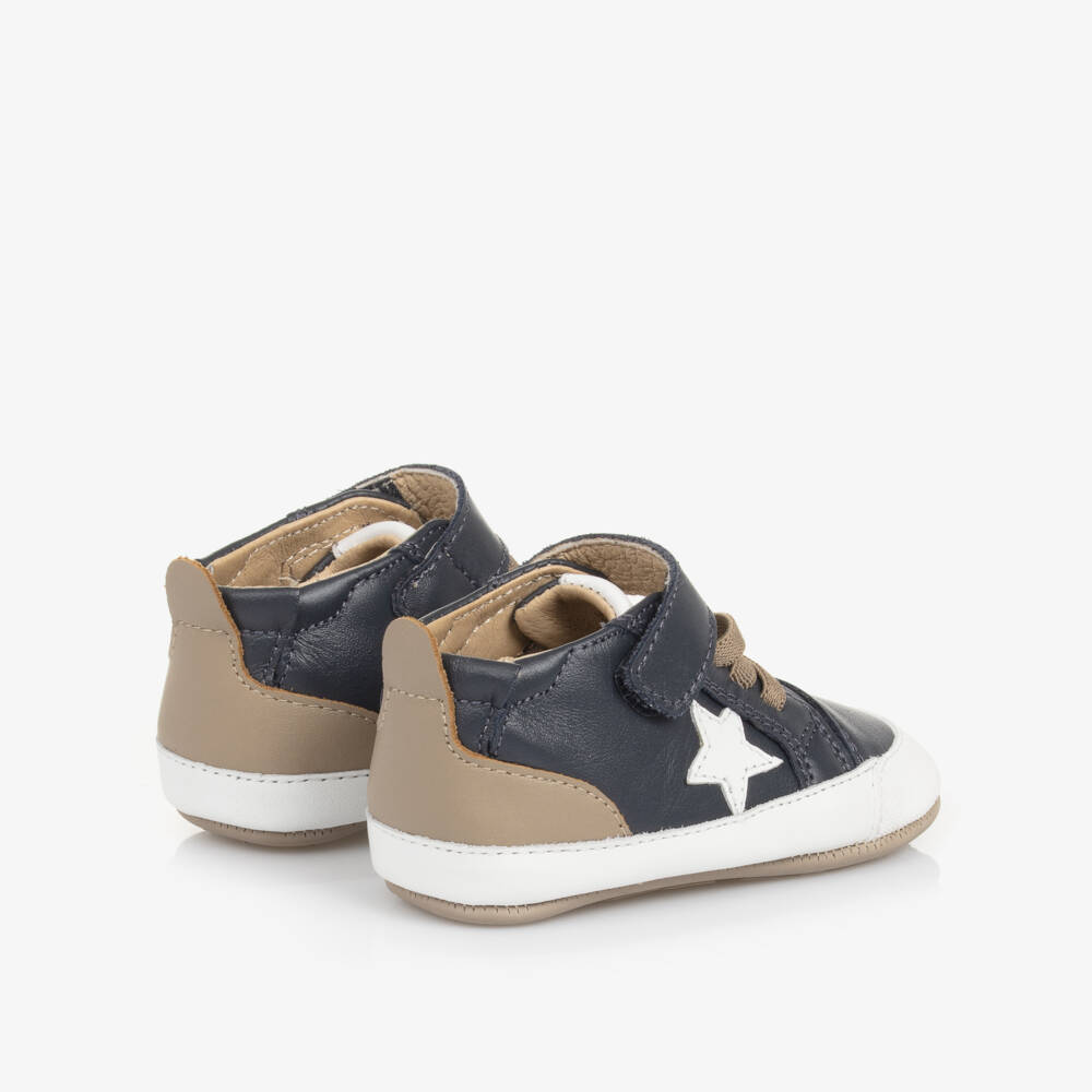Old Soles-Boys Navy Leather Walker Trainers | Childrensalon Outlet