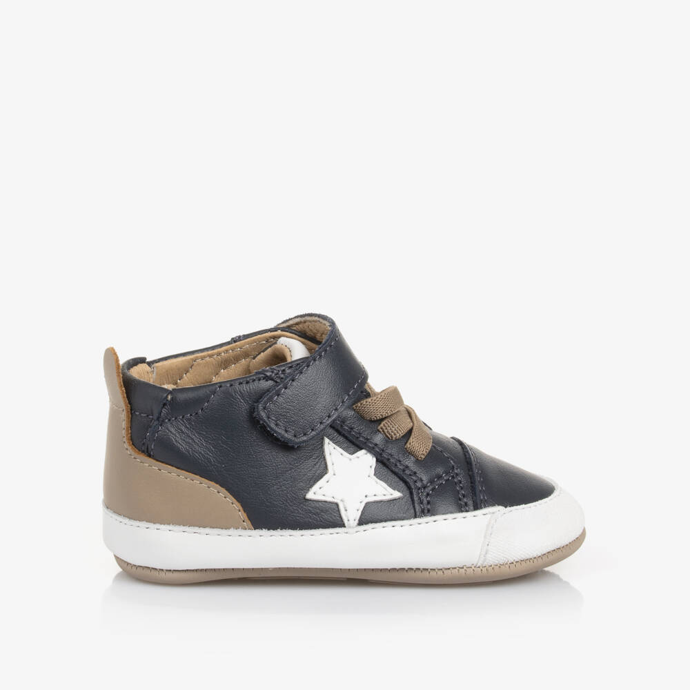 Old Soles-Boys Navy Leather Walker Trainers | Childrensalon Outlet