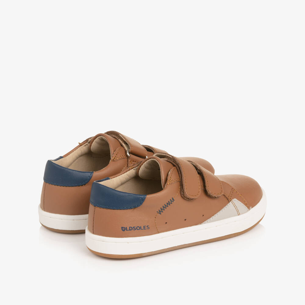 Old Soles-Boys Tan Brown Leather Velcro Trainers | Childrensalon Outlet