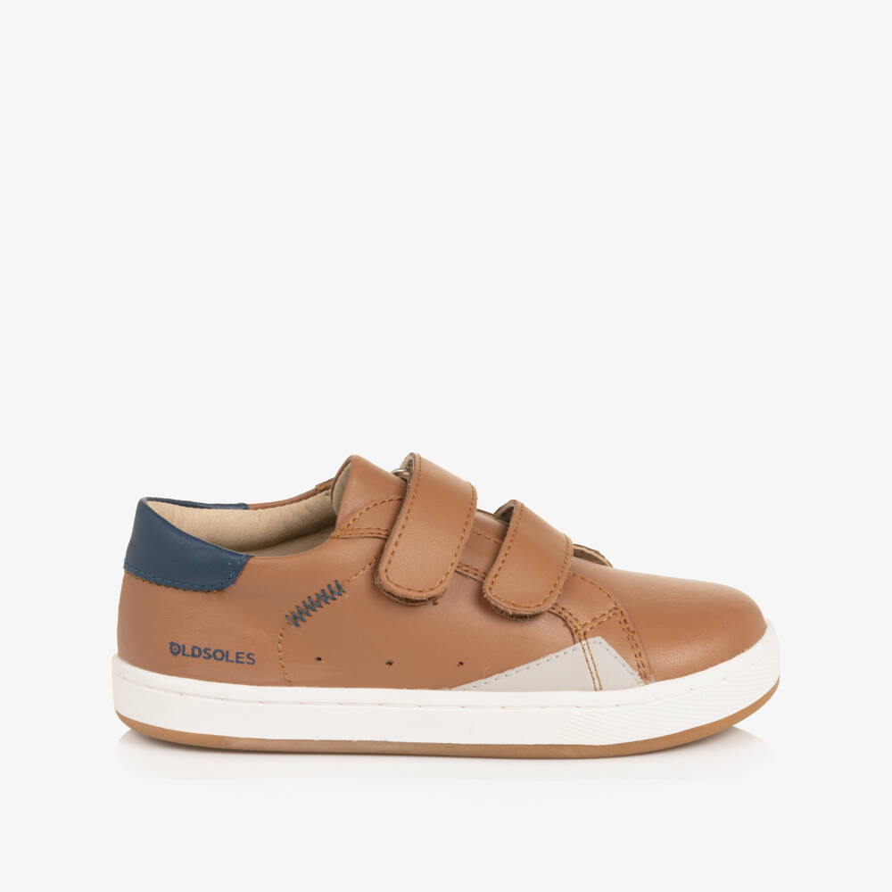 Old Soles-Boys Tan Brown Leather Velcro Trainers | Childrensalon Outlet