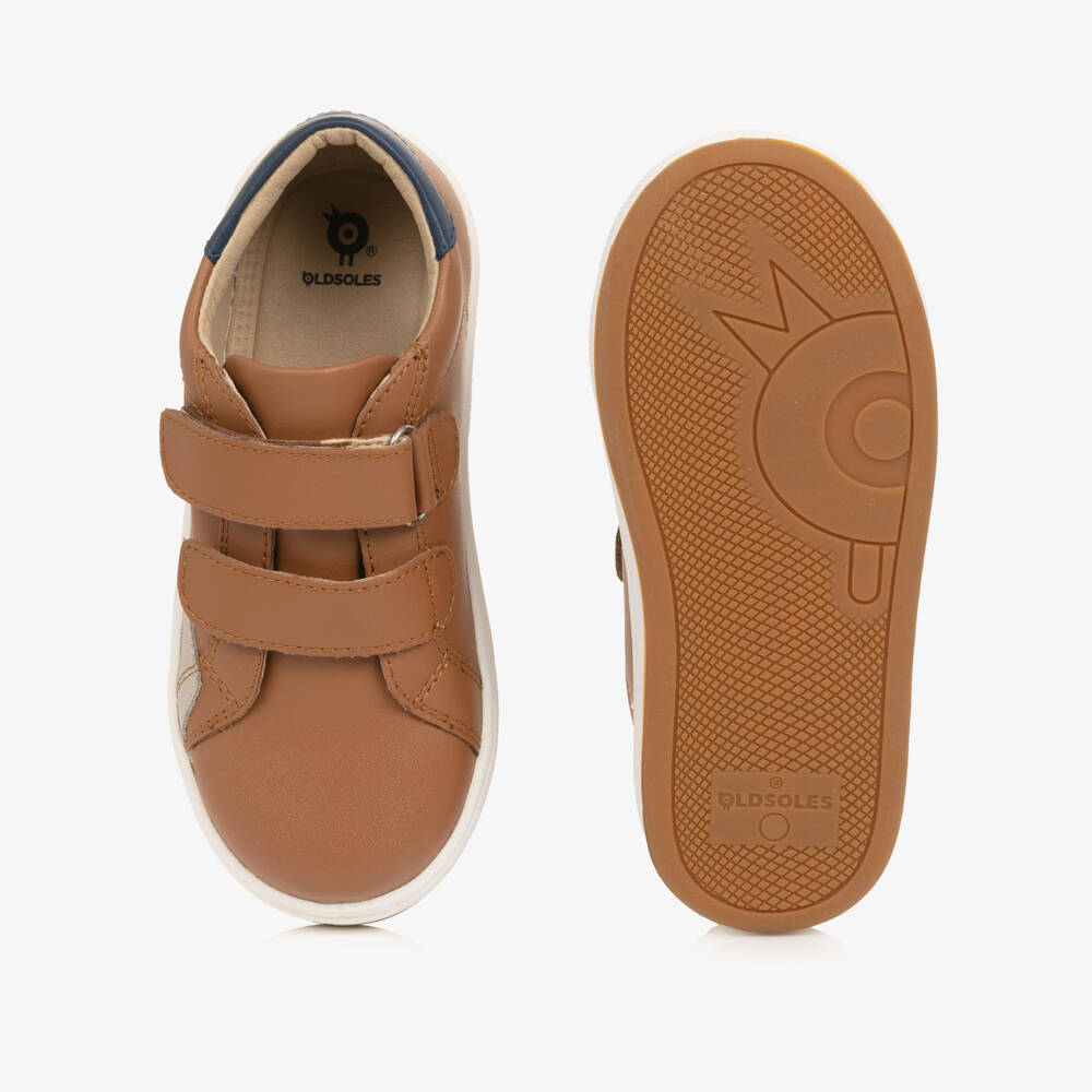 Old Soles-Boys Tan Brown Leather Velcro Trainers | Childrensalon Outlet