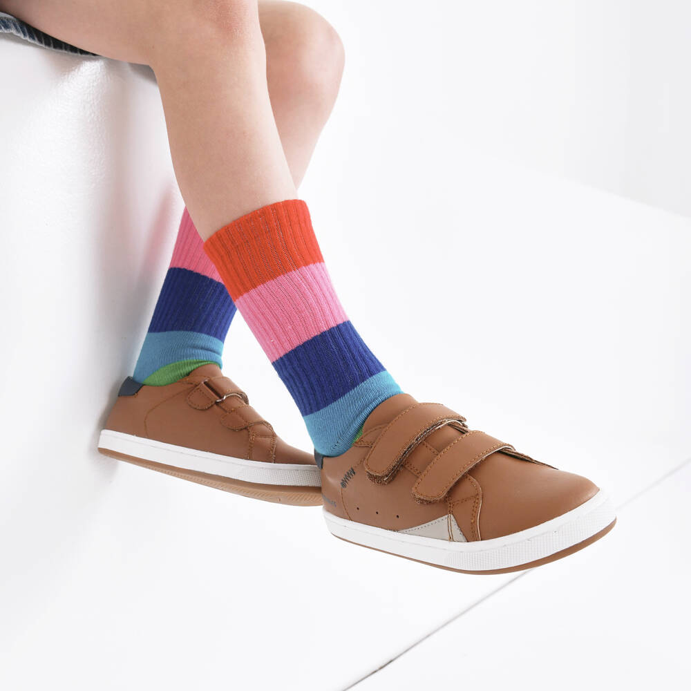 Old Soles-Boys Tan Brown Leather Velcro Trainers | Childrensalon Outlet