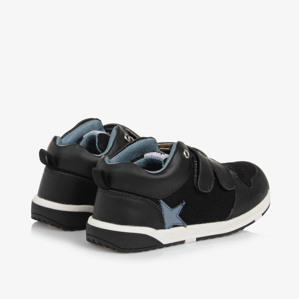 Old Soles-Boys Velcro Black Leather Trainers | Childrensalon Outlet