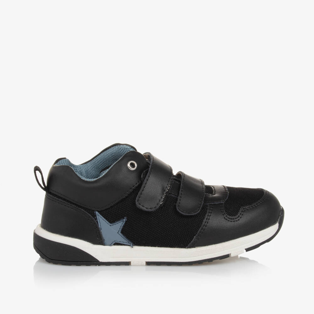 Old Soles-Boys Velcro Black Leather Trainers | Childrensalon Outlet