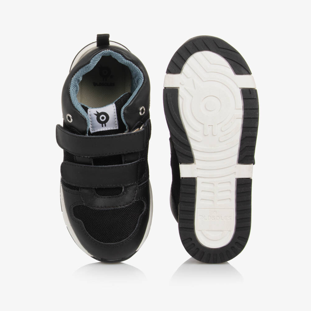 Old Soles-Boys Velcro Black Leather Trainers | Childrensalon Outlet