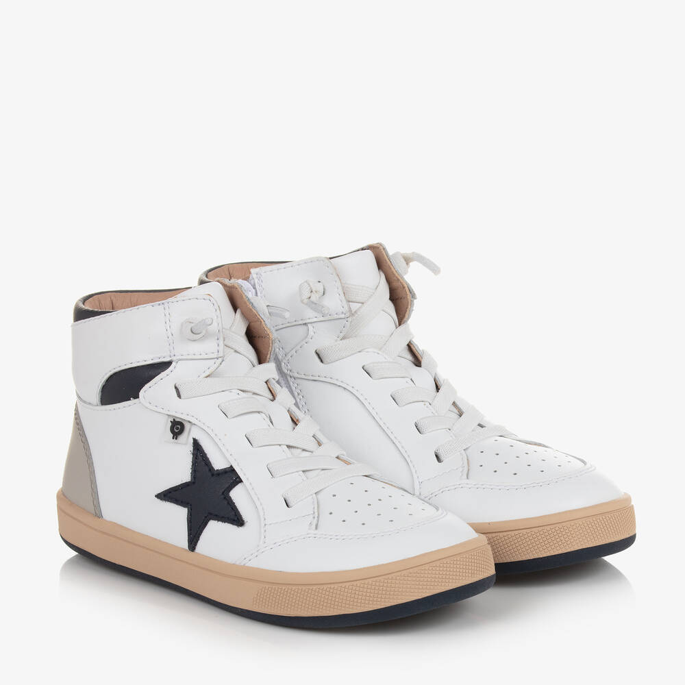 Old Soles - Boys White Leather High-Top Trainers | Childrensalon