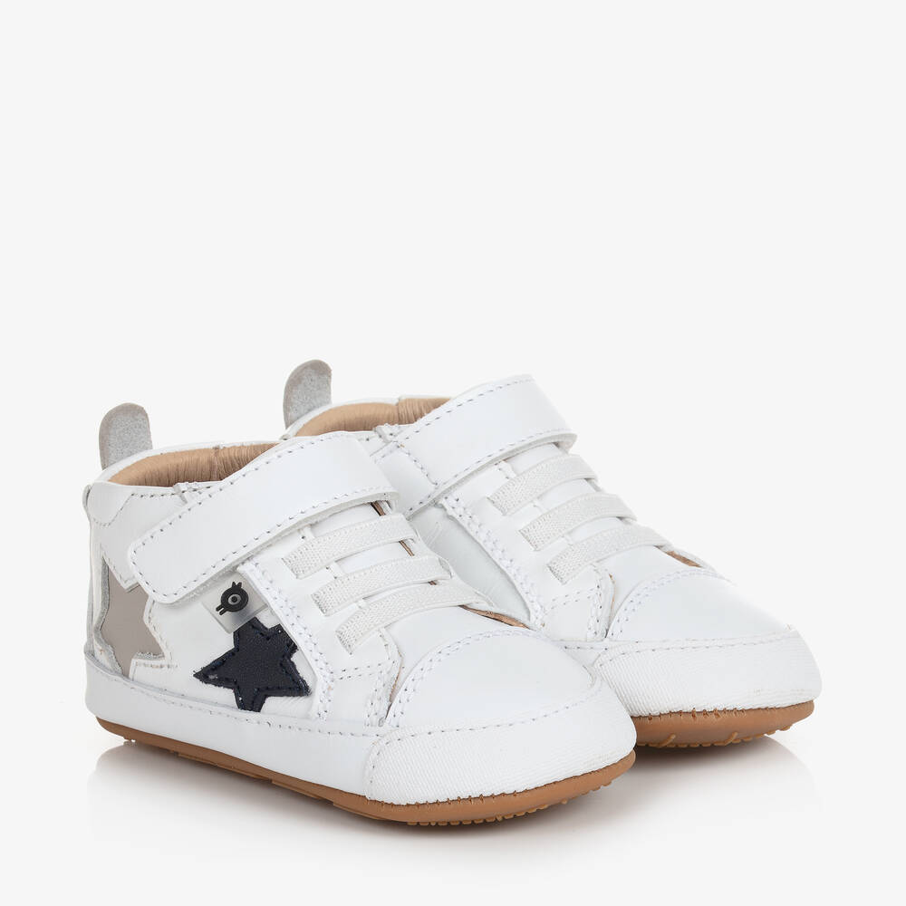 Old Soles Boys White Leather Star Trainers