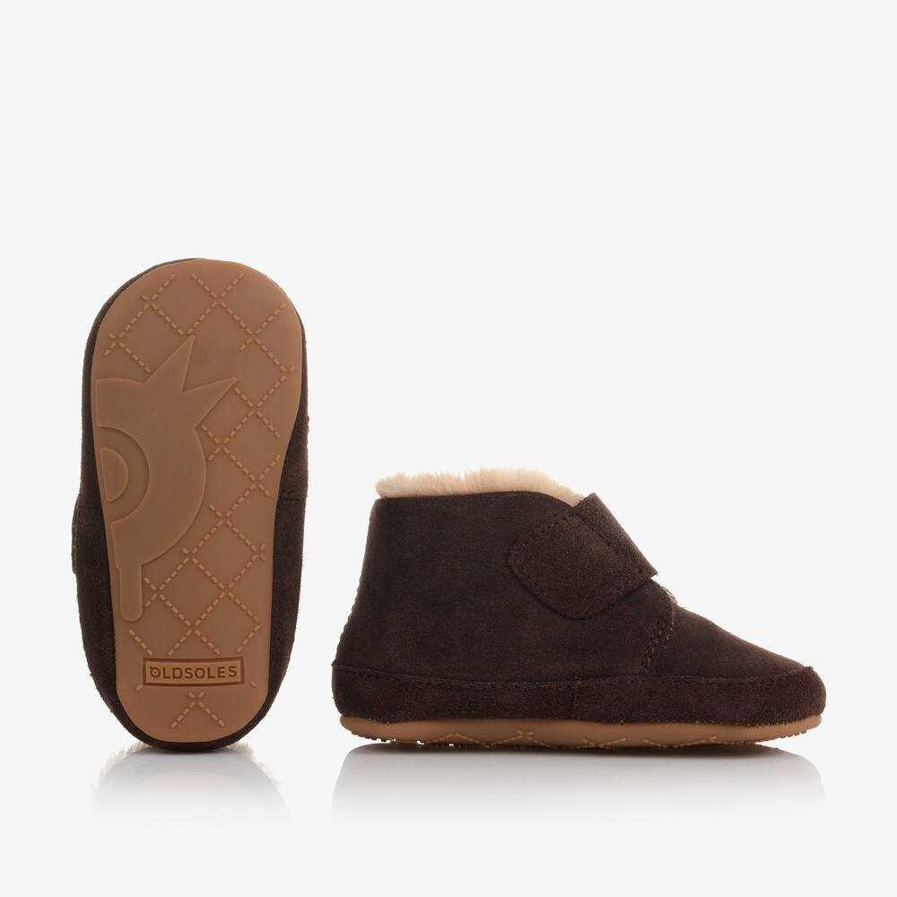 Old Soles Dark Brown Leather First Walker Boots Childrensalon Outlet
