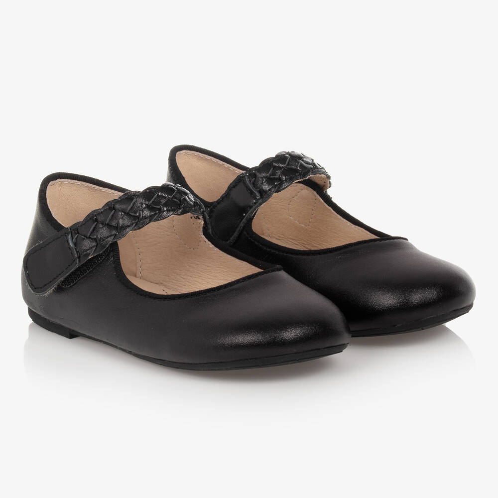 Old Soles - Girls Black Leather Bar Shoes  | Childrensalon
