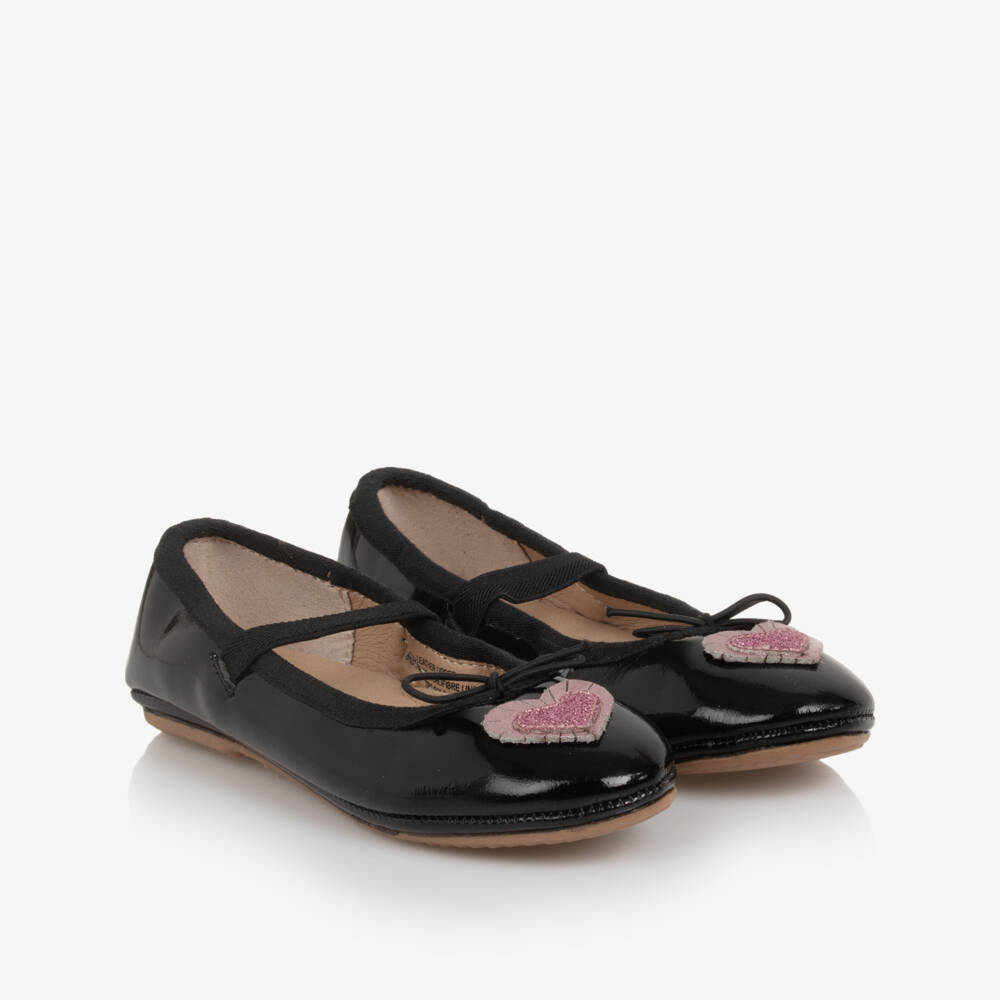 Old Soles-Girls Black Patent Heart Shoes | Childrensalon Outlet