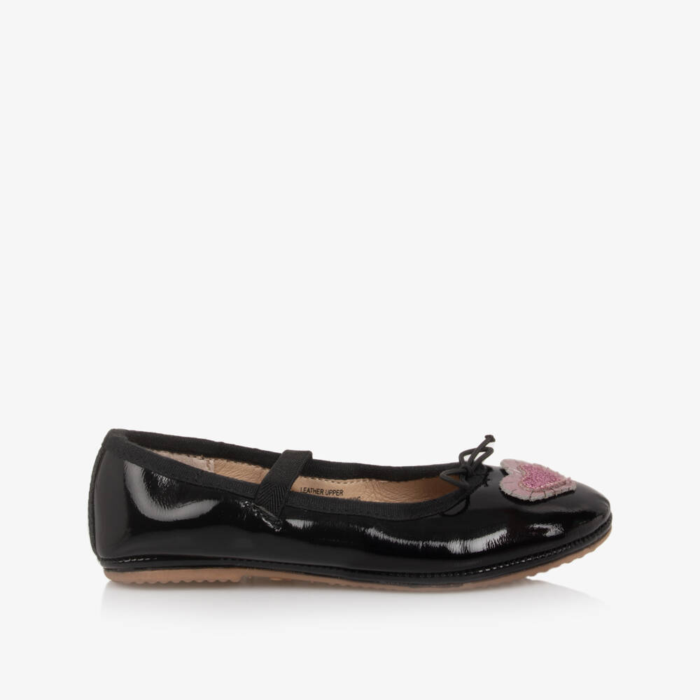 Old Soles-Girls Black Patent Leather Pumps with Pink Hearts | Childrensalon Outlet