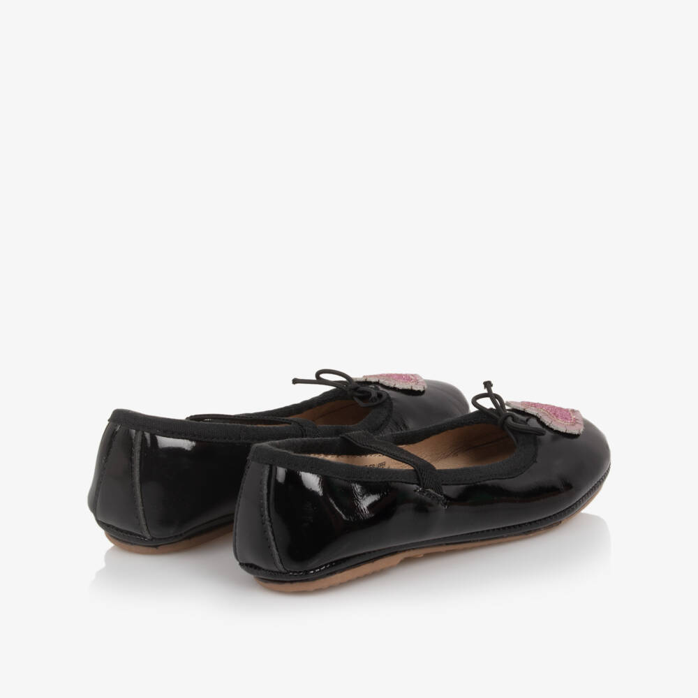 Old Soles-Girls Black Patent Leather Pumps with Pink Hearts | Childrensalon Outlet