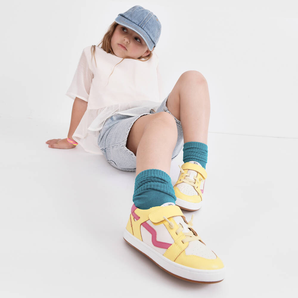 Old Soles-Girls Bright Yellow Leather Trainers | Childrensalon Outlet