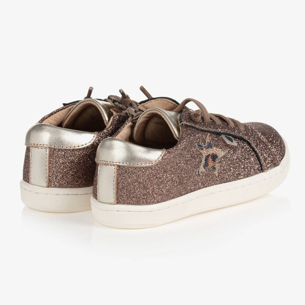 Old Soles-Girls Brown Glitter Trainers  | Childrensalon Outlet