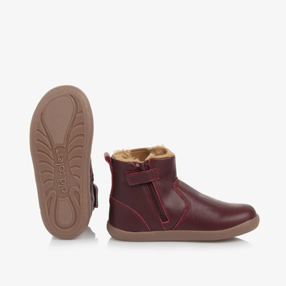 Old Soles-Girls Burgundy Leather Ankle Boots | Childrensalon Outlet