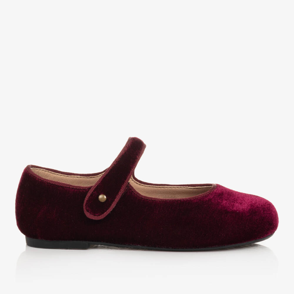 Old Soles-Girls Burgundy Red Velvet Shoes | Childrensalon Outlet