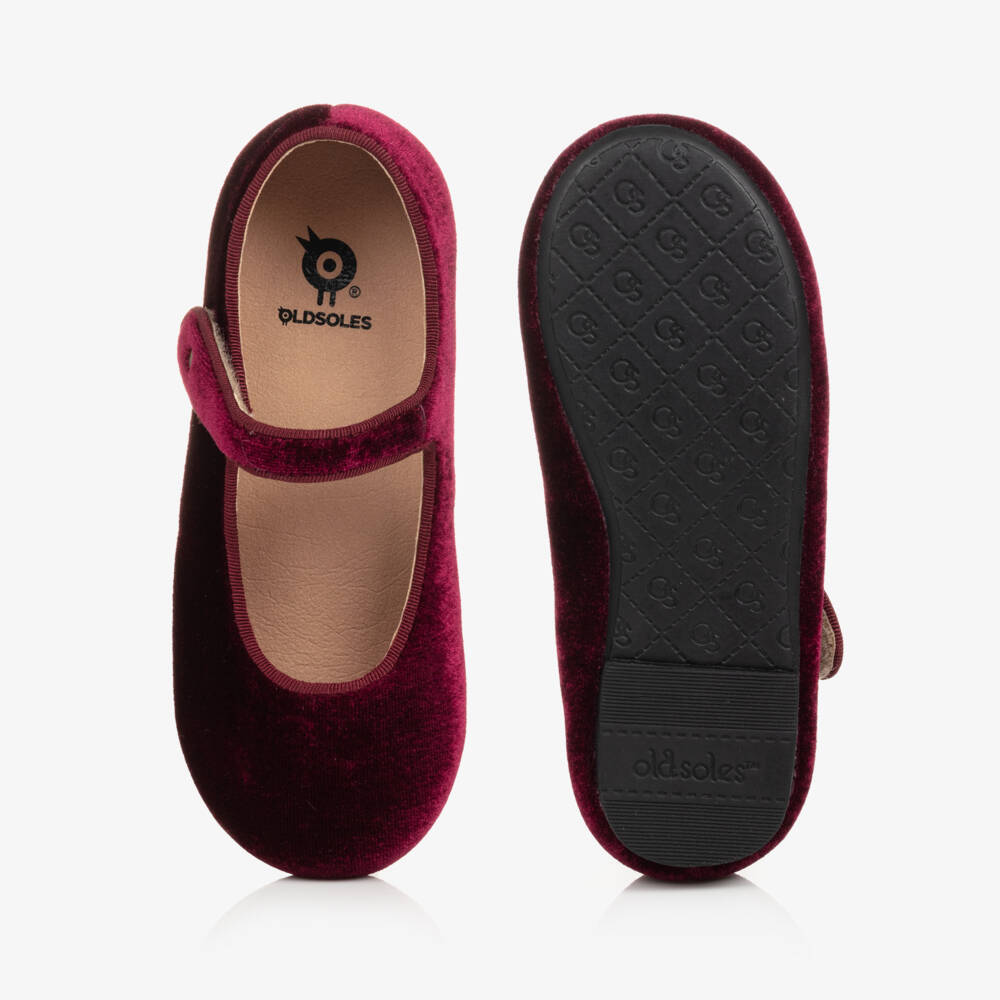 Old Soles-Girls Burgundy Red Velvet Shoes | Childrensalon Outlet