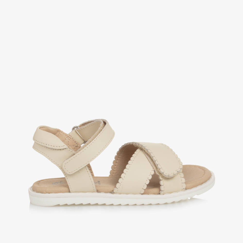 Old Soles-Girls Cream Crossover Leather Velcro Shoes | Childrensalon Outlet