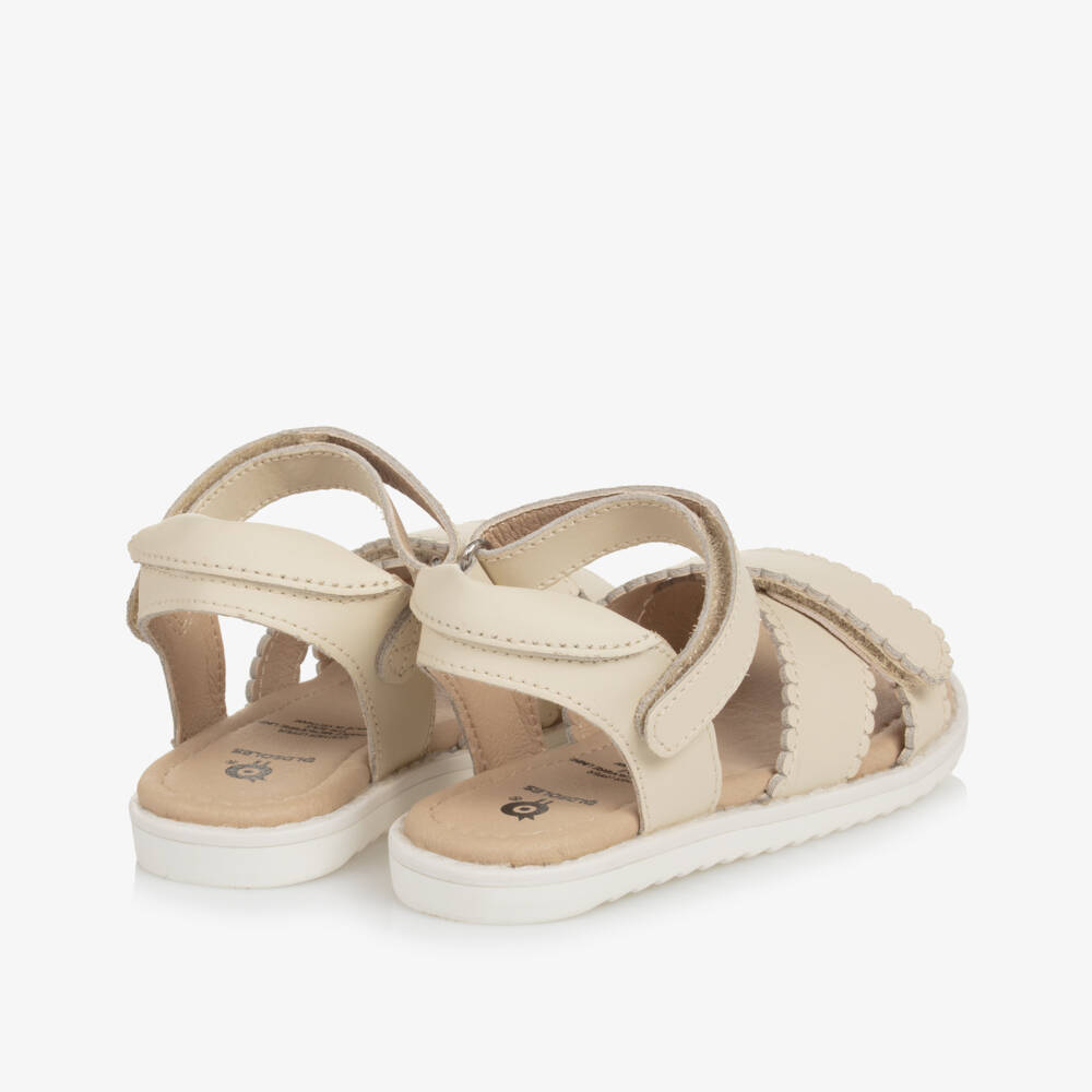 Old Soles-Girls Cream Crossover Leather Velcro Shoes | Childrensalon Outlet