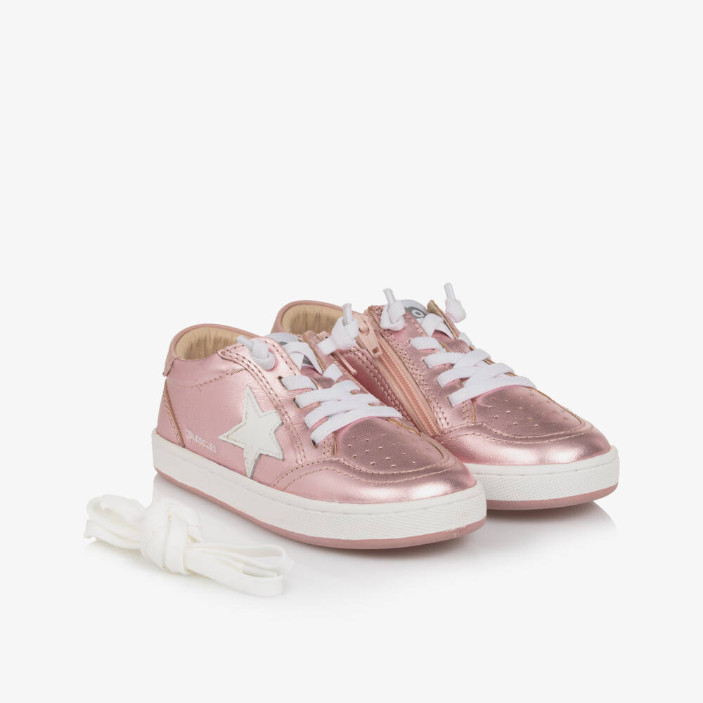 Old Soles-Girls Gleaming Pink Star Sneakers | Childrensalon Outlet