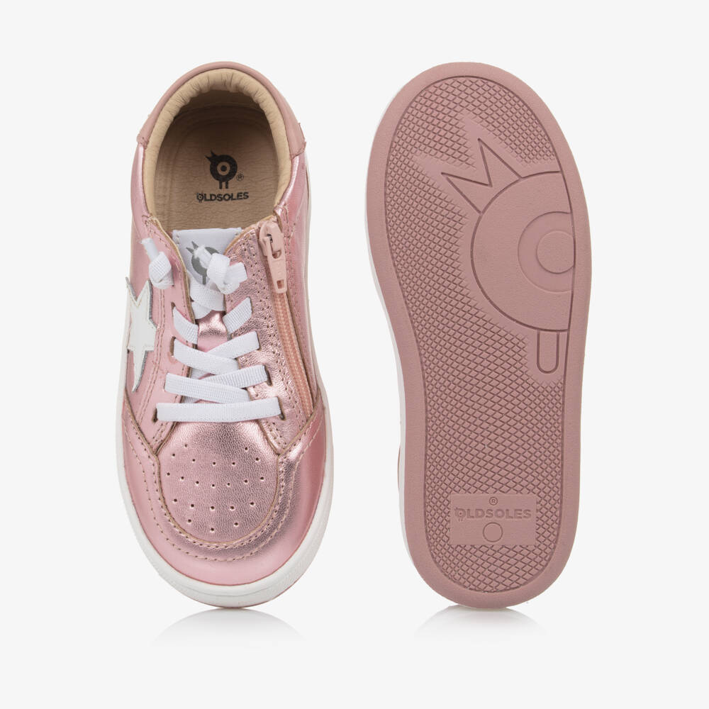 Old Soles-Girls Gleaming Pink Star Sneakers | Childrensalon Outlet
