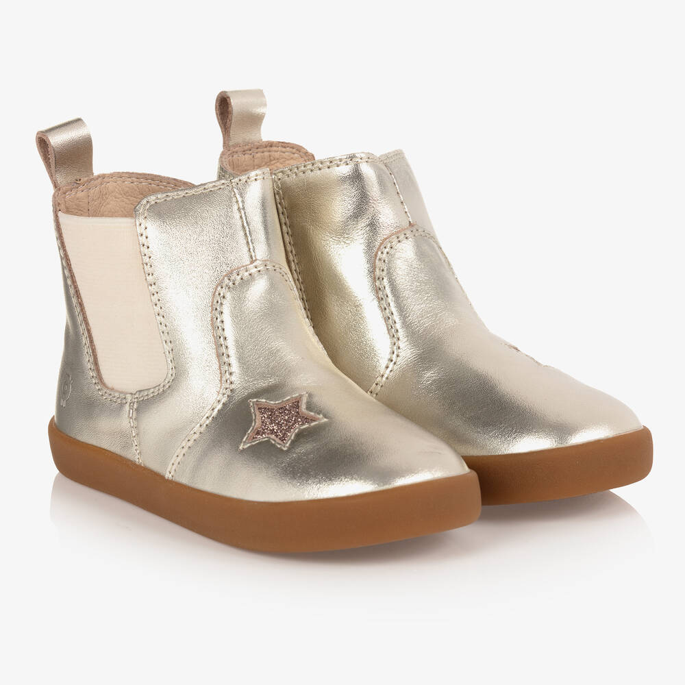 Old Soles - Girls Gold Leather Boots  | Childrensalon