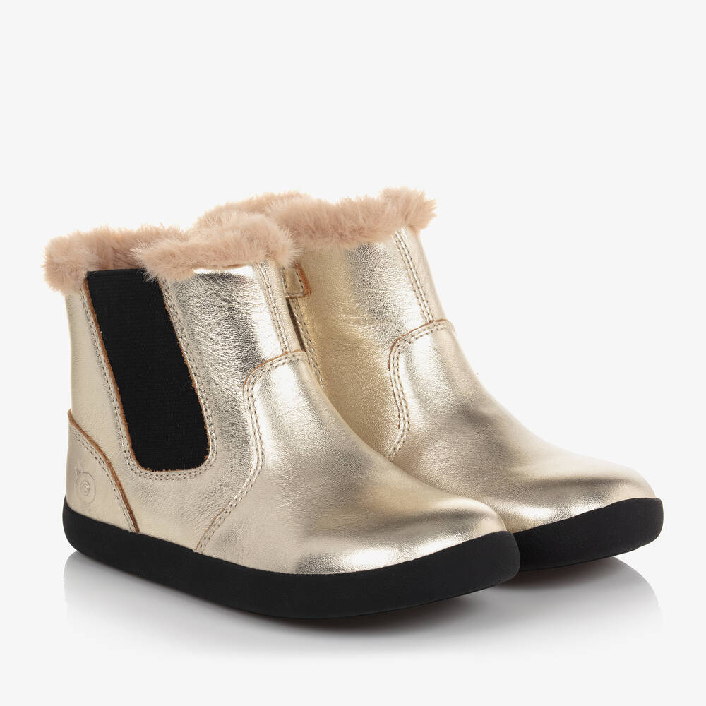 Old Soles - Girls Gold Leather Boots | Childrensalon