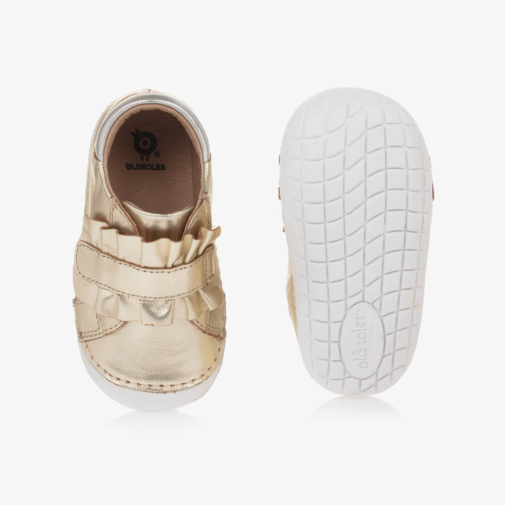 Old Soles-Girls Gold Leather First Walker Shoes | Childrensalon Outlet