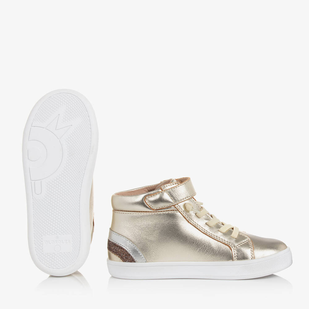 Old Soles-ترينرز بكاحل عالي جلد لون ذهبي للبنات | Childrensalon Outlet