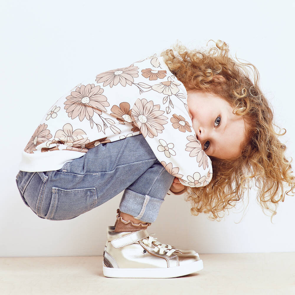 Old Soles-ترينرز بكاحل عالي جلد لون ذهبي للبنات | Childrensalon Outlet