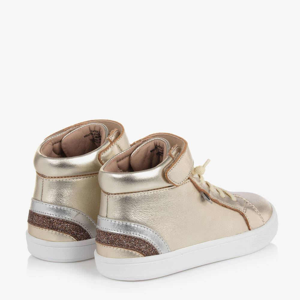 Old Soles-ترينرز بكاحل عالي جلد لون ذهبي للبنات | Childrensalon Outlet