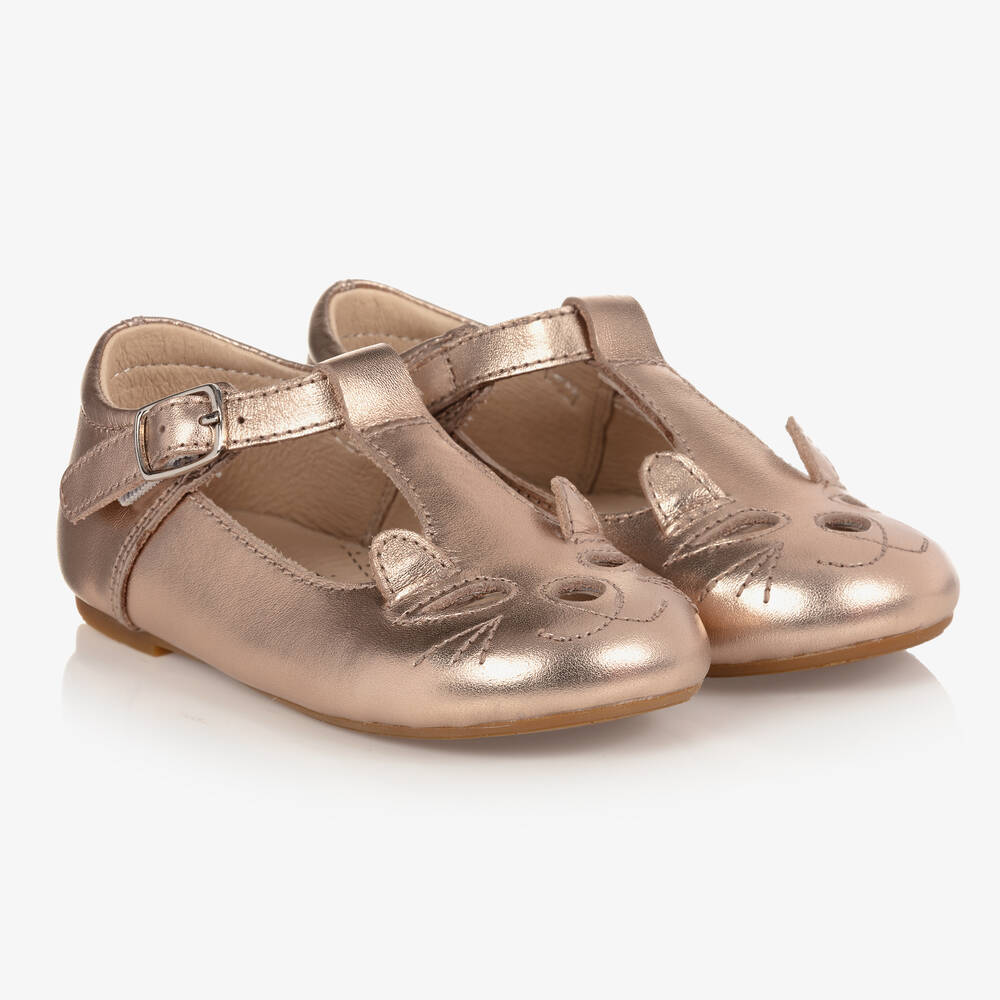 Old Soles - حذاء جلد لون ذهبي متاليك للبنات | Childrensalon