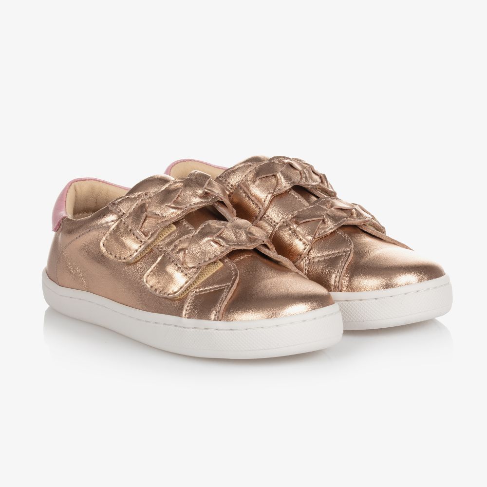 Old Soles - Girls Gold Leather Trainers | Childrensalon