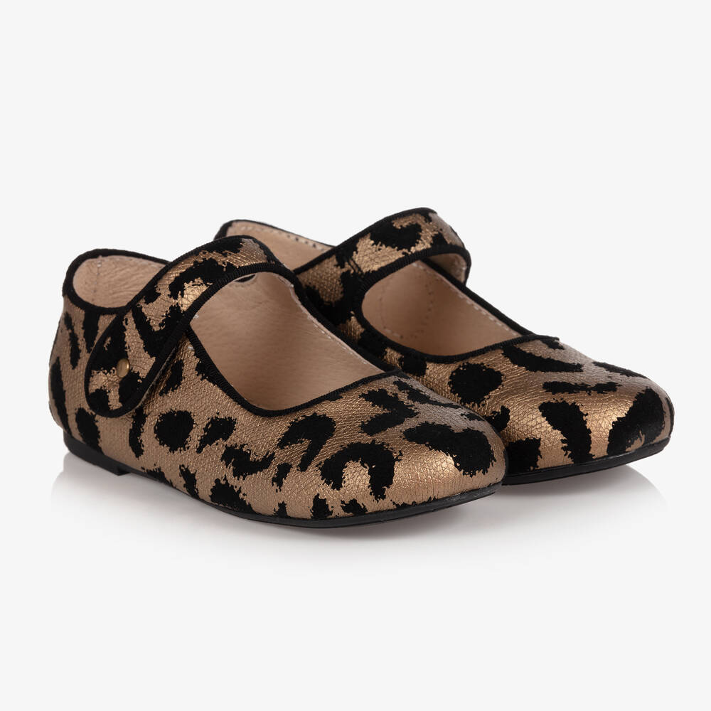 Old Soles - Girls Gold Leopard Print Shoes | Childrensalon